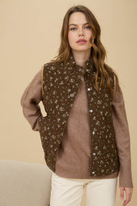 Jess Floral Quilted Puffer Vest