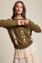 Rory Embroidered Cable Knit Sweater