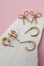 Hoop and Bow Trio Huggie Earrings