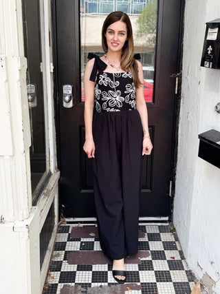 Tess Embroidered Wide Leg Jumpsuit