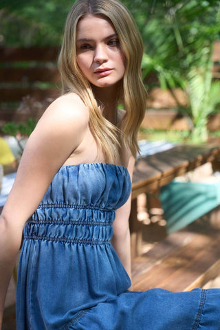 Nova Strapless Denim Dress