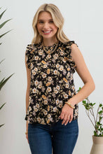 Olive Floral Top in Black