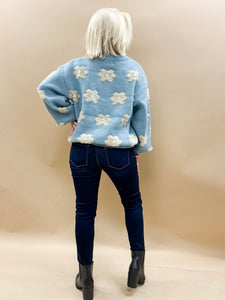 Sweetest Daisy Oversized Sweater in Blue