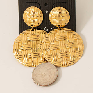 Metallic Basket Weave Tear Dangle Earrings