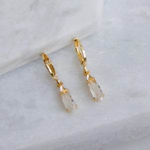 Crystal Teardrop Huggie Earrings by Mesa Blue