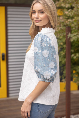 Evelyn 3D Contrast Slevees Top
