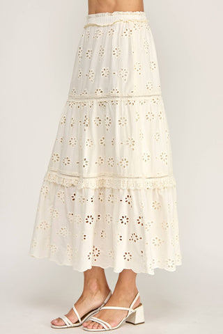 Lucille Ruffle Eyelet Skirt