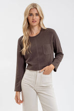 Sarah Ribbed Knit Top in Charcoal