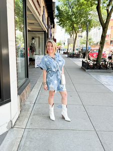 Vintage Star Denim Distressed Romper