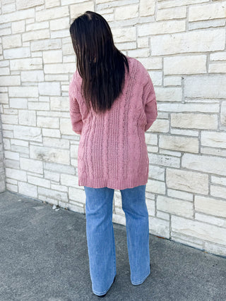 Coffee Runs Cardigan in Mauve