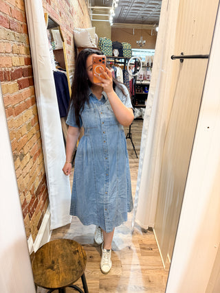 denim button front shirt dress DKNY Women's Denim Button-Front Shirt Dress in Cooper