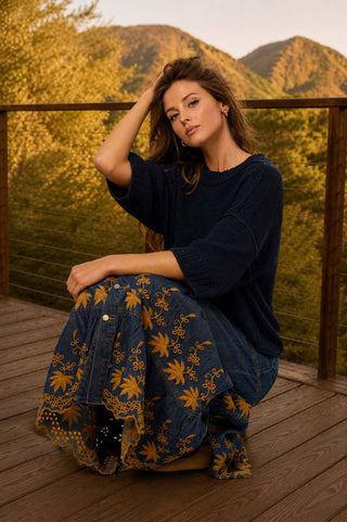 Bria Knit Top in Navy