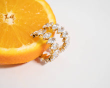 18K Gold Marquis CZ Stone Hoop Earrings