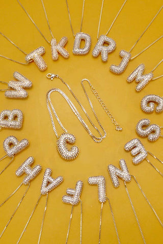 Initial Pave Bubble Necklace