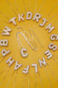 Initial Pave Bubble Necklace