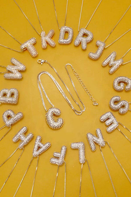 Initial Pave Bubble Necklace
