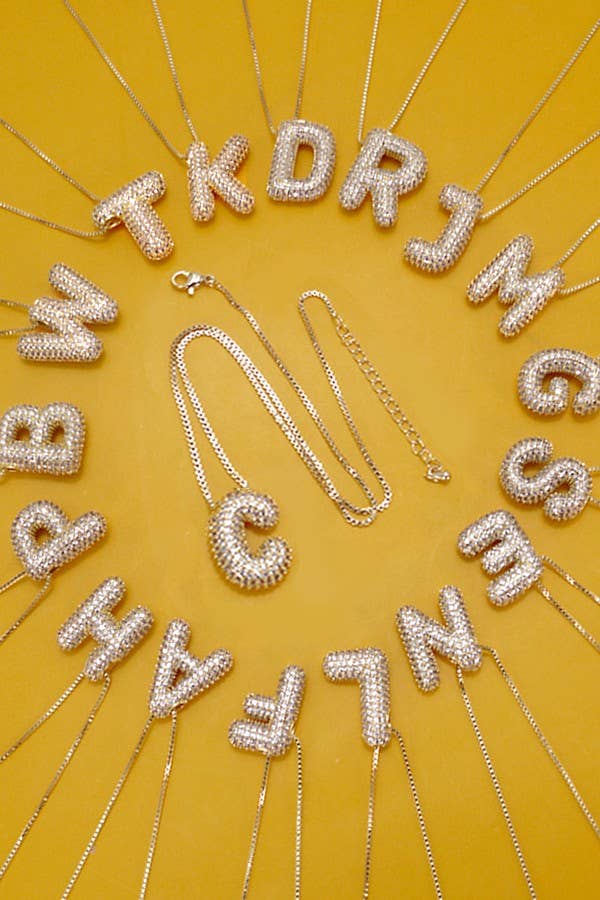 Initial Pave Bubble Necklace