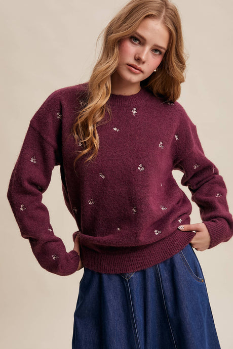 Auburn Embroidered Knit Sweater
