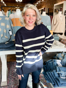 Maria Striped Sweater Top Navy