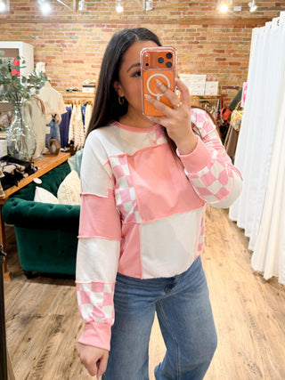 Pretty in Pink Patchwork Pullover Top