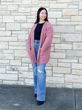Coffee Runs Cardigan in Mauve