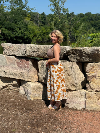 Anna Midi Skirt in Amber Floral