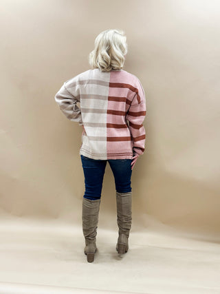 Cayla Oversized Knit Sweater Top in Pink