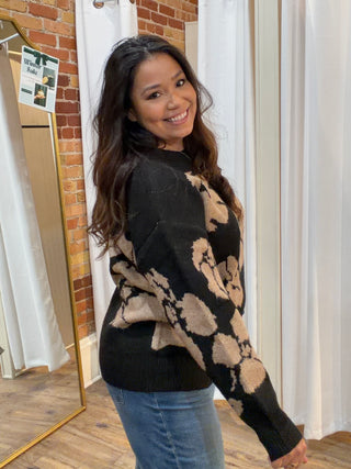 Evening Meadow Knit Sweater in Black