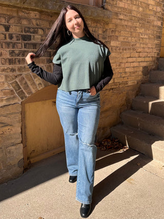 In Your Lane Sweater Top in Jade