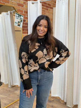 Evening Meadow Knit Sweater in Black