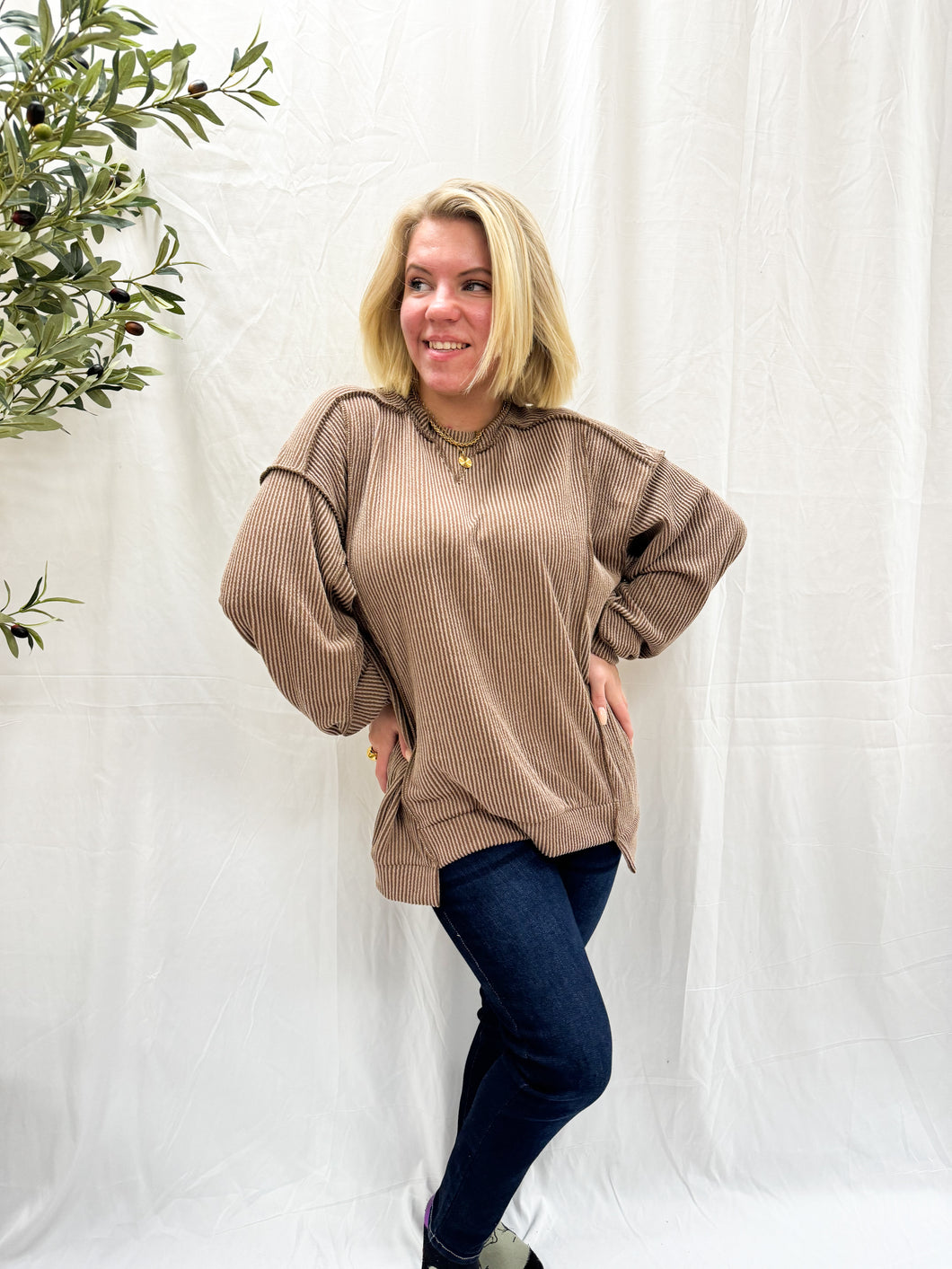 Gemma Oversized Top in Chestnut