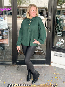 Touch of Fall Top in Hunter Green