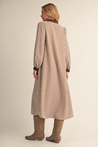 Cider Season Gingham Midi Dress