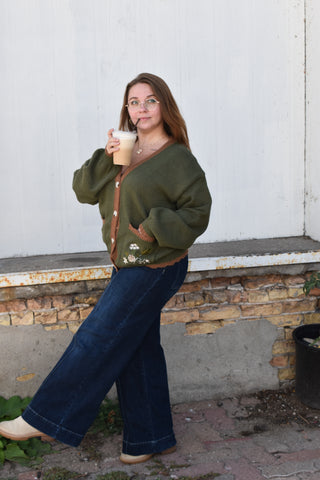Romi Cardigan in Forest Green