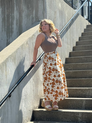 Anna Midi Skirt in Amber Floral