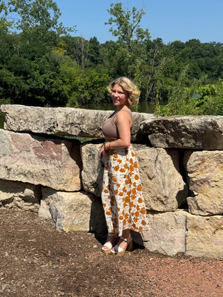 Anna Midi Skirt in Amber Floral