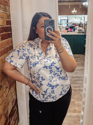 Leya Floral Inaya Split Neck Top