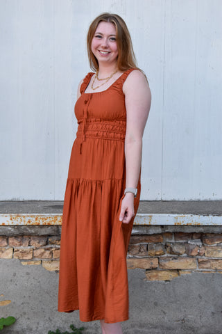 Delilah Shirred Waist Midi Dress
