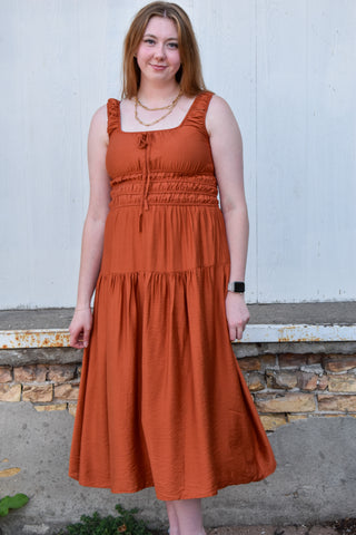 Delilah Shirred Waist Midi Dress