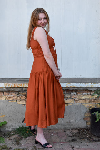 Delilah Shirred Waist Midi Dress