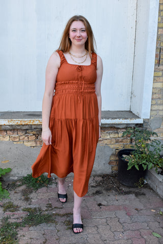 Delilah Shirred Waist Midi Dress