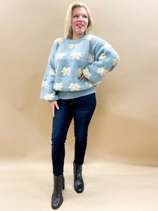 Sweetest Daisy Oversized Sweater in Blue