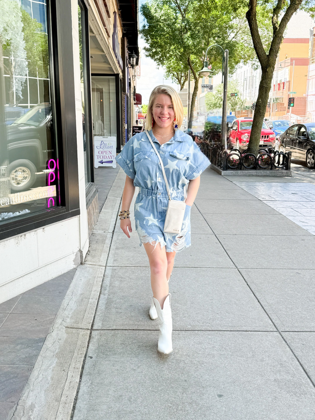 Vintage Star Denim Distressed Romper