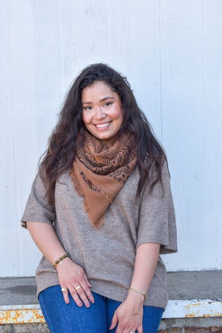 Bandana Wool Blend Scarf in Camel