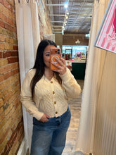 Chunky Cable Knit Button-Front Cardigan