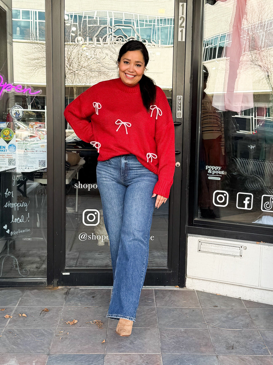 Holiday Bows Knit Sweater