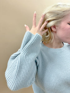 Winter Breeze Sweater Top in Dusty Blue