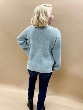 Winter Breeze Sweater Top in Dusty Blue