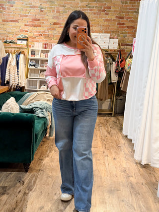 Pretty in Pink Patchwork Pullover Top