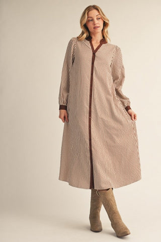 Cider Season Gingham Midi Dress